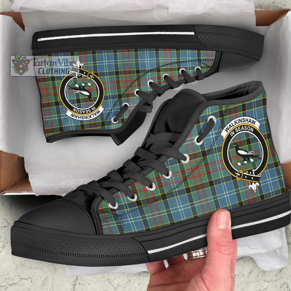 Tartan Vibes Clothing Walkinshaw Tartan High Top Shoes with Family Crest