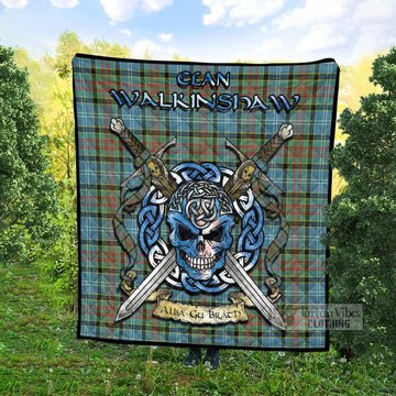 Walkinshaw Tartan Quilt with Celtic Skull Alba Gu Brath Style