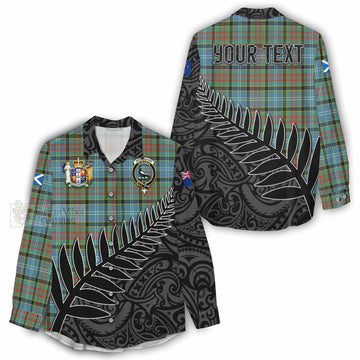 Walkinshaw Crest Tartan Women's Casual Shirt with New Zealand Silver Fern Half Style