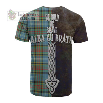 Walkinshaw Tartan Family Crest Cotton T-shirt Alba Gu Brath Be Brave Lion Ancient Style - Tartan Vibes Clothing