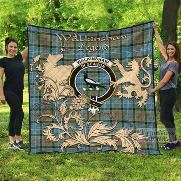 Walkinshaw Tartan Quilt with Family Crest and Scottish Symbol Style