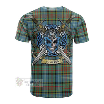 Walkinshaw Tartan Cotton T-shirt with Family Crest Celtic Skull Style Men's Shirt - Tartan Vibes Clothing
