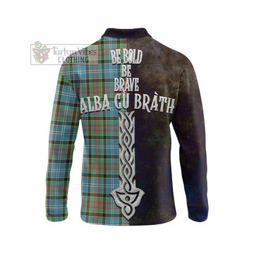 Walkinshaw Tartan Family Crest Long Sleeve Polo Shirt Alba Gu Brath Be Brave Lion Ancient Style - Tartan Vibes Clothing