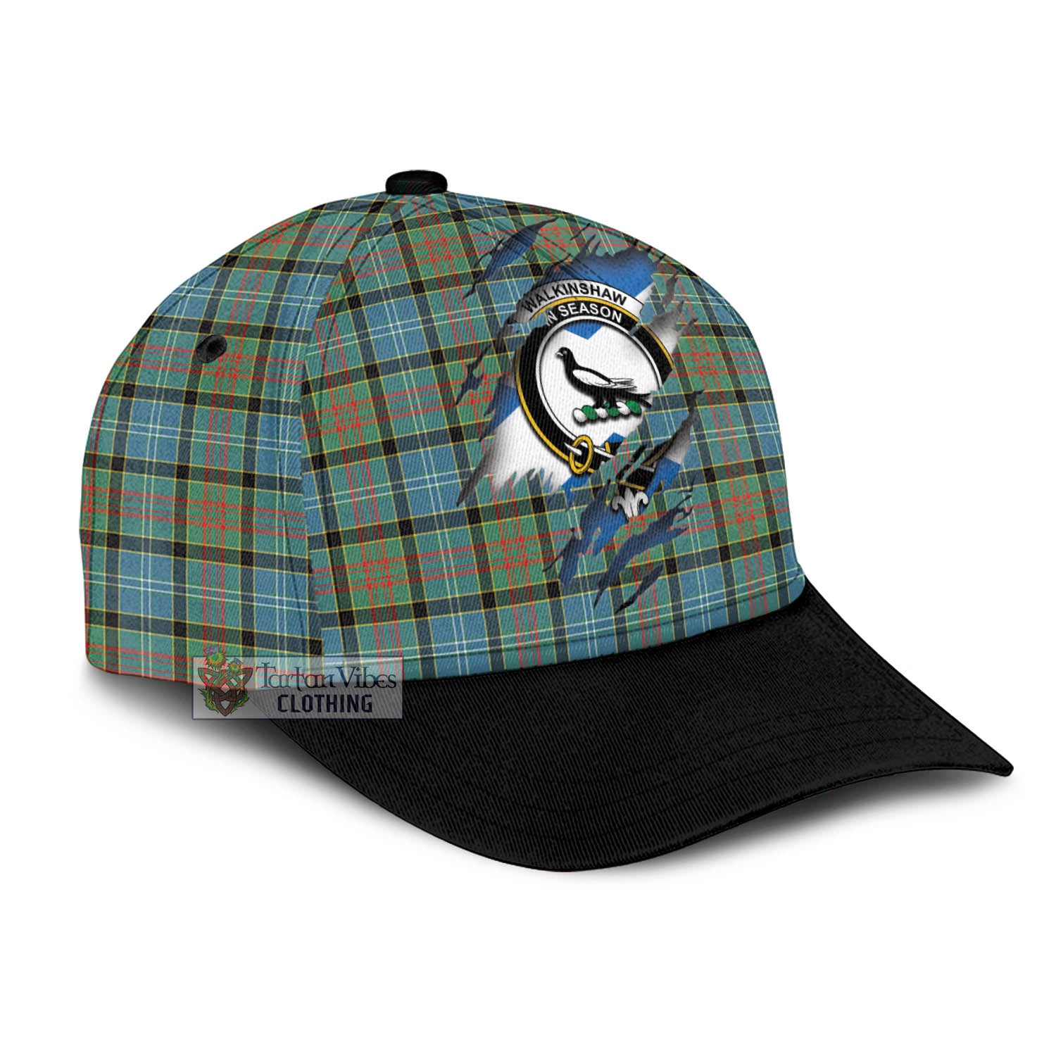 Tartan Vibes Clothing Walkinshaw Tartan Classic Cap with Family Crest In Me Style