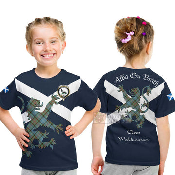 Walkinshaw Tartan Lion Rampant Kid T-Shirt Proudly Display Your Heritage with Alba Gu Brath and Clan Name - Tartan Vibes Clothing