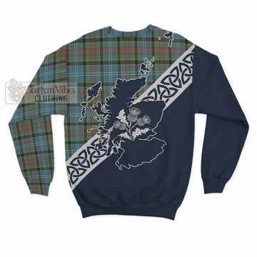 Walkinshaw Tartan Sweatshirt Featuring Thistle and Scotland Map