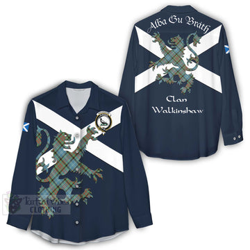 Walkinshaw Tartan Lion Rampant Women's Casual Shirt Proudly Display Your Heritage with Alba Gu Brath and Clan Name