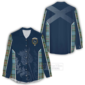 Walkinshaw Tartan Women's Casual Shirt with Family Crest and Scottish Thistle Vibes Sport Style