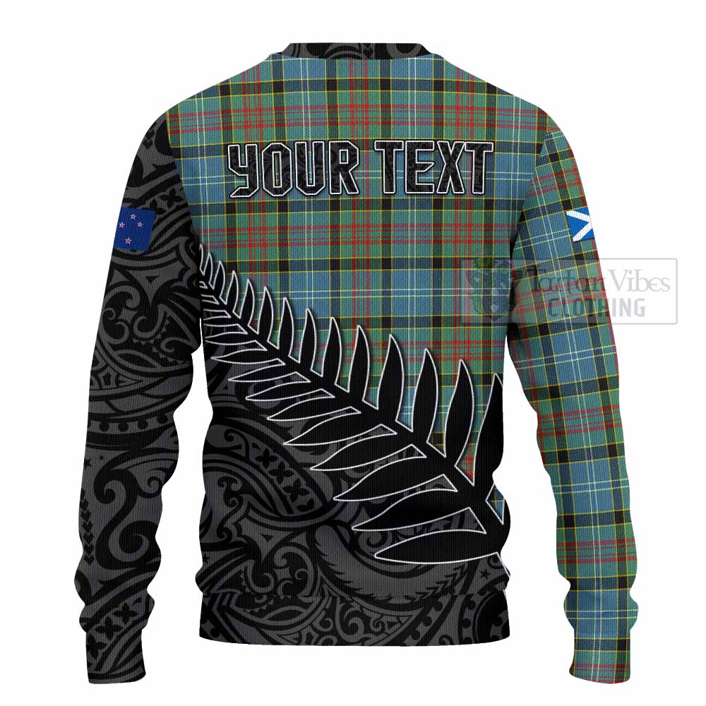 Walkinshaw Crest Tartan Knitted Sweater with New Zealand Silver Fern Half Style - Tartan Vibes Clothing