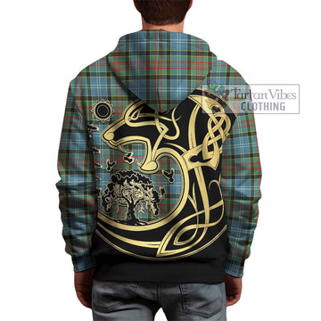 Walkinshaw Tartan Hoodie with Family Crest Celtic Wolf Style