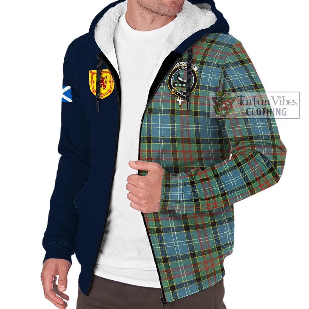 Tartan Vibes Clothing Walkinshaw Tartan Sherpa Hoodie with Scottish Lion Royal Arm Half Style