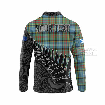 Walkinshaw Crest Tartan Long Sleeve Polo Shirt with New Zealand Silver Fern Half Style - Tartan Vibes Clothing