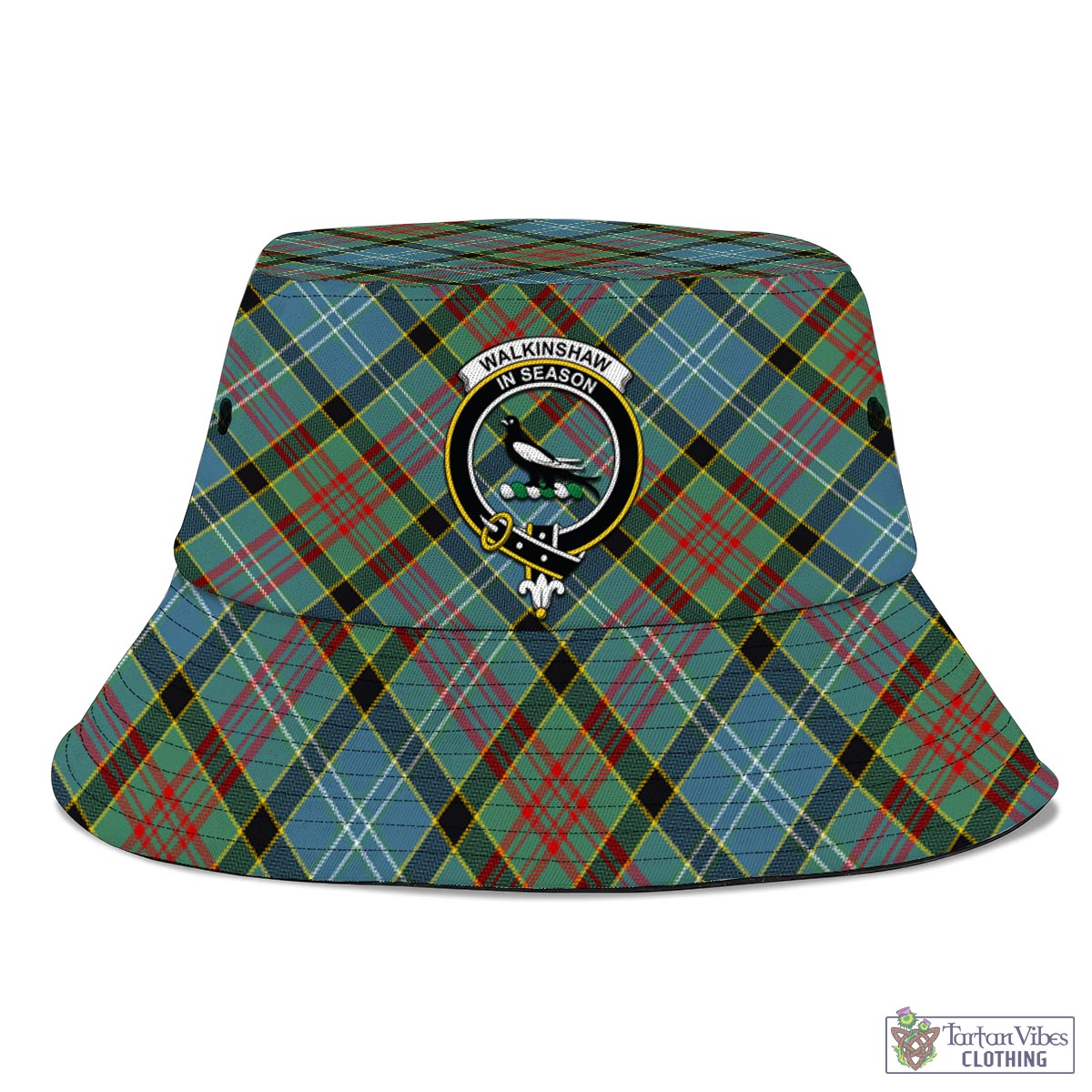 Tartan Vibes Clothing Walkinshaw Tartan Bucket Hat with Family Crest