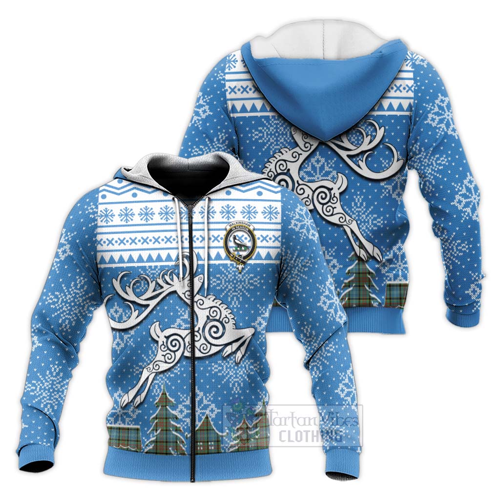 Tartan Vibes Clothing Walkinshaw Clan Christmas Knitted Hoodie Celtic Reindeer Style