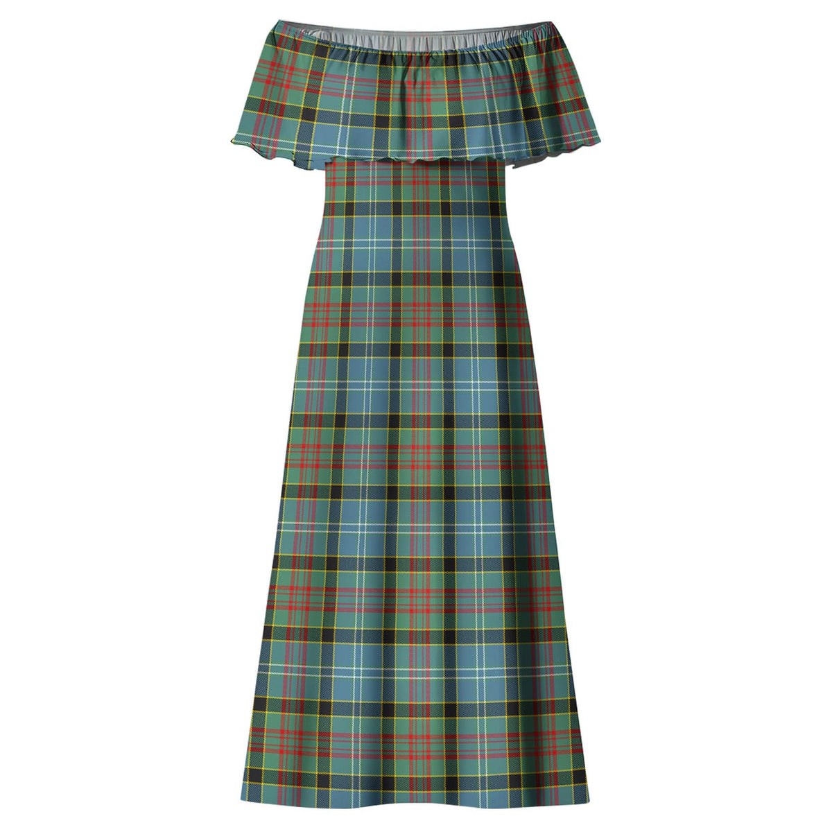 Walkinshaw Tartan Off Shoulder Long Dress - Tartan Vibes Clothing