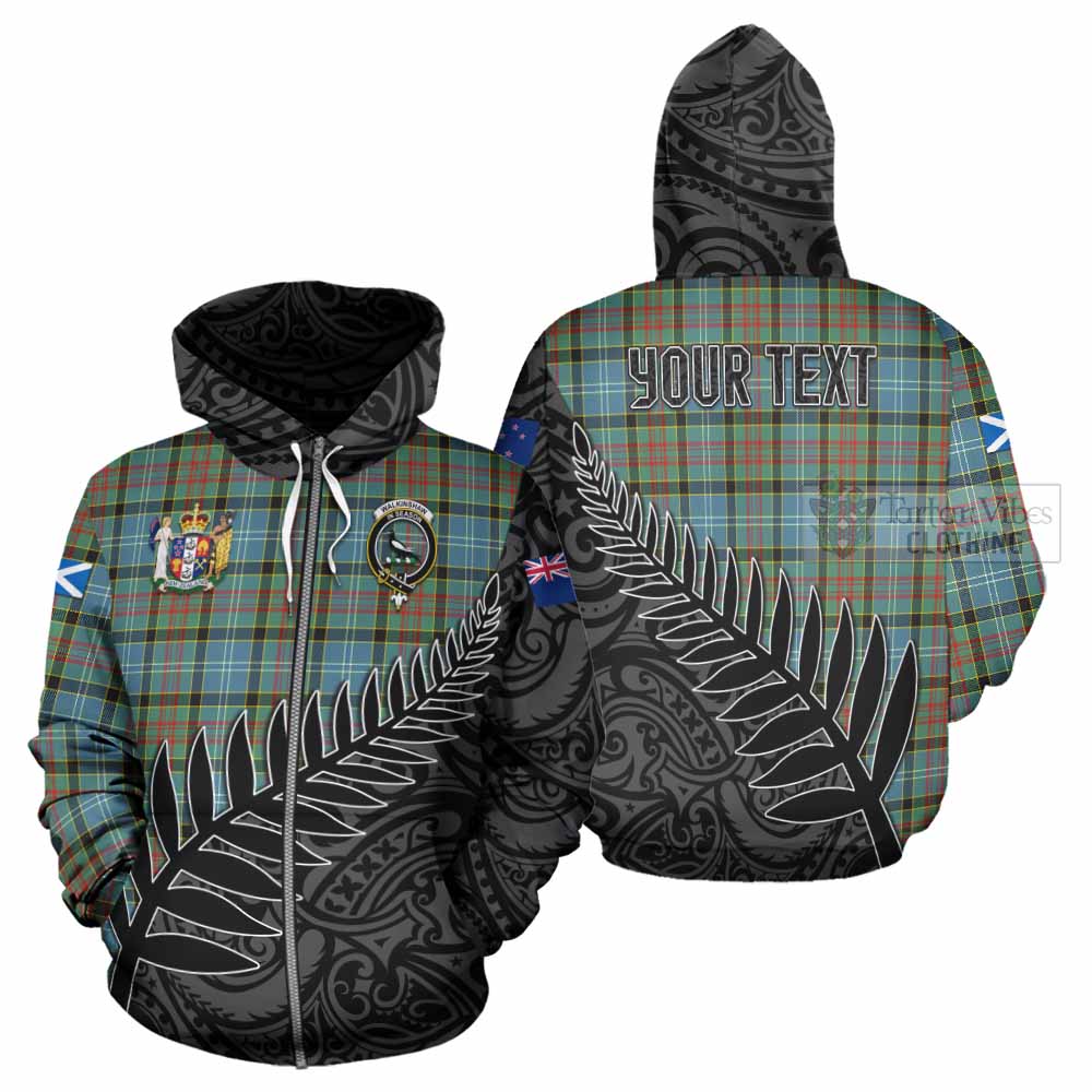 Tartan Vibes Clothing Walkinshaw Crest Tartan Hoodie with New Zealand Silver Fern Half Style