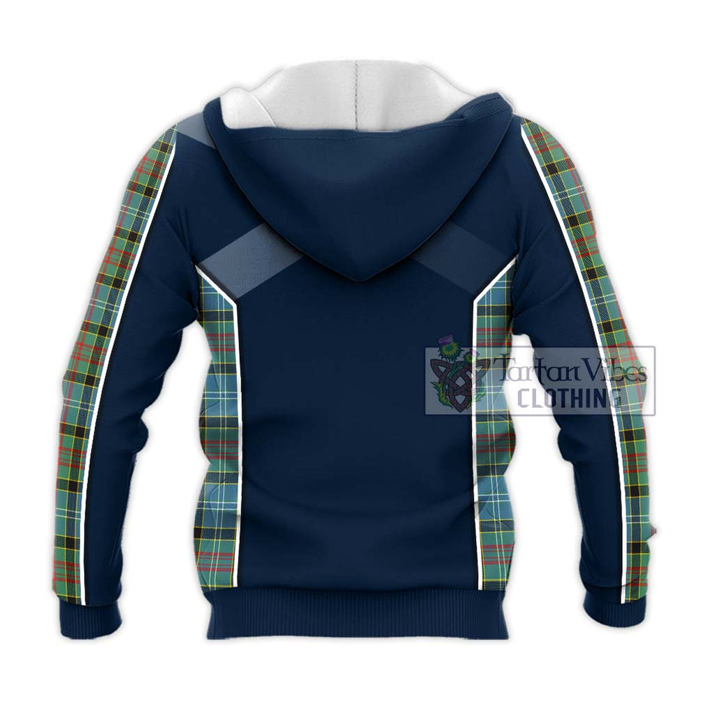 Walkinshaw Tartan Knitted Hoodie with Family Crest and Lion Rampant Vibes Sport Style - Tartan Vibes Clothing