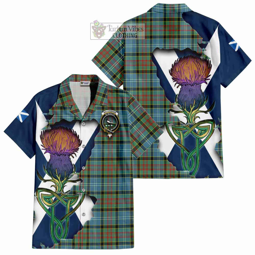 Walkinshaw Tartan Family Crest Hawaiian Shirt Scottish Thistle Celtic Inspired - Tartan Vibes Clothing