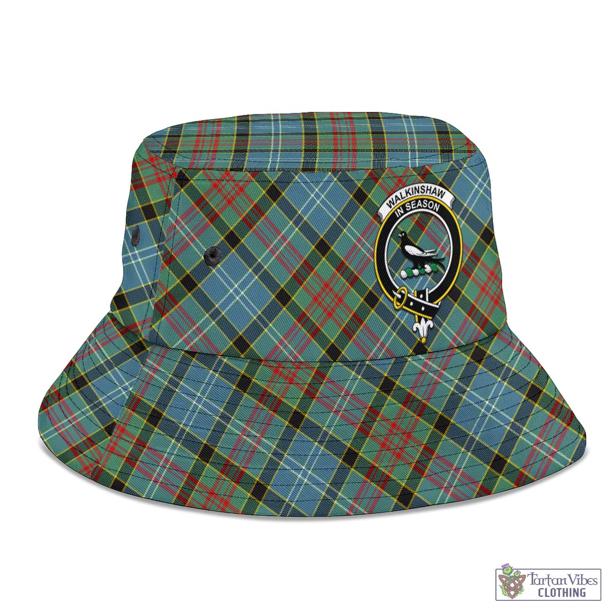 Tartan Vibes Clothing Walkinshaw Tartan Bucket Hat with Family Crest