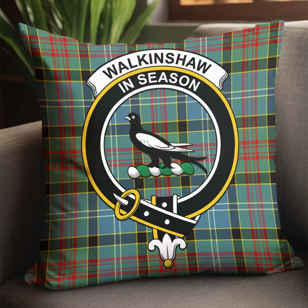 Walkinshaw Tartan Pillow Cover with Family Crest - Tartanvibesclothing