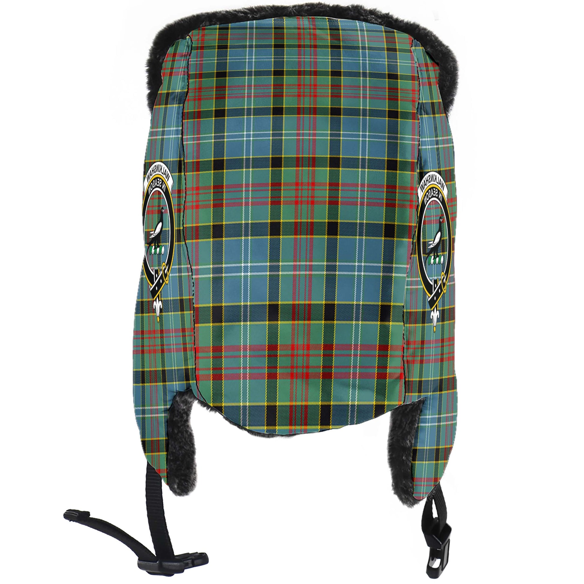 Walkinshaw Tartan Winter Trapper Hat with Family Crest - Tartanvibesclothing