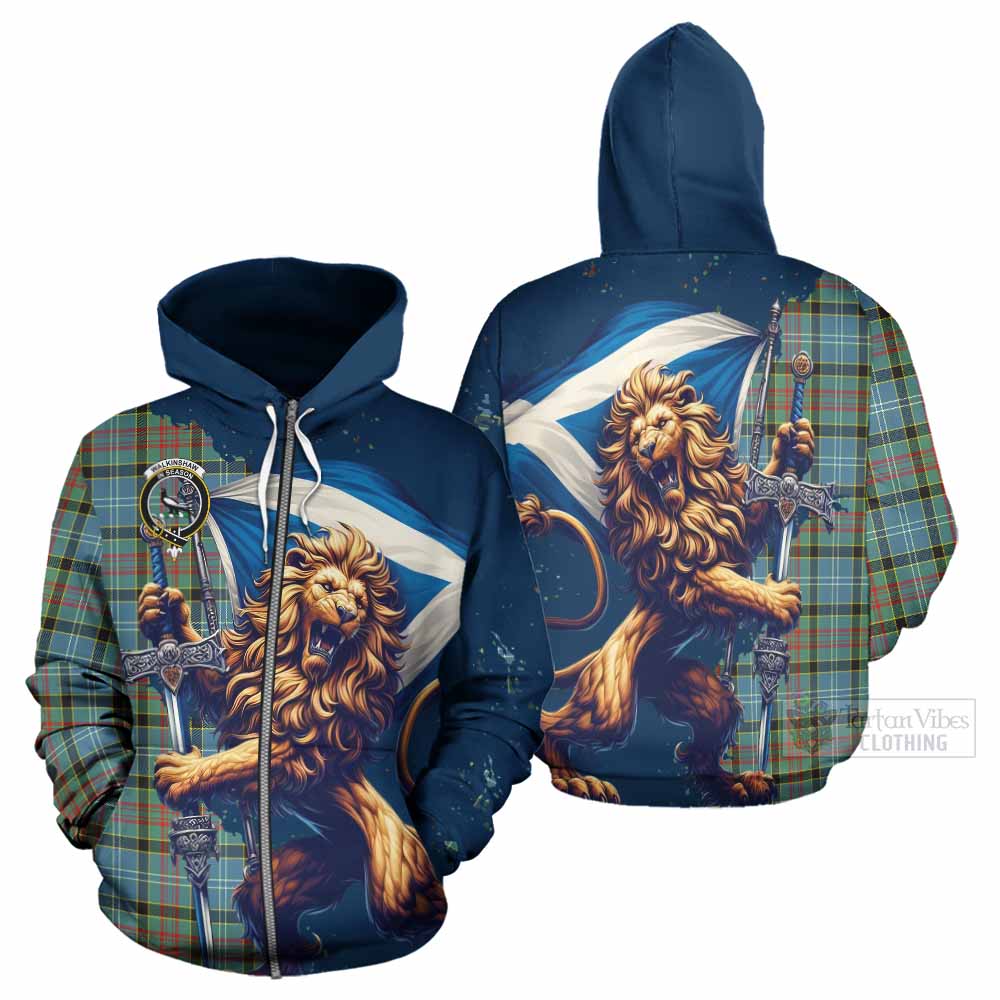 Tartan Vibes Clothing Walkinshaw Tartan Family Crest Hoodie with Scottish Majestic Lion