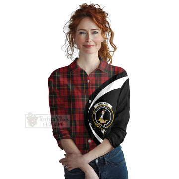 Wallace Tartan Women's Casual Shirt with Family Crest Circle Style