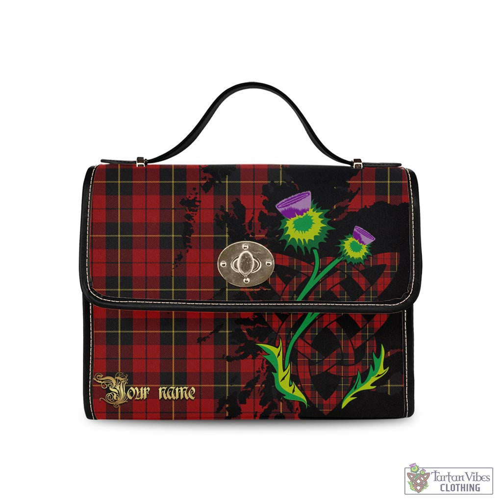 Tartan Vibes Clothing Wallace Tartan Waterproof Canvas Bag with Scotland Map and Thistle Celtic Accents