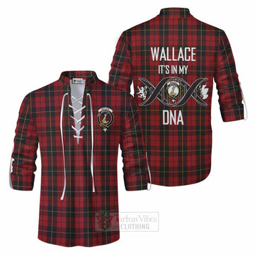 Wallace Tartan Ghillie Kilt Shirt with Family Crest DNA In Me Style