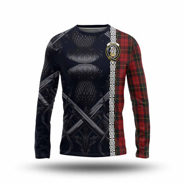 Wallace Tartan Long Sleeve T-Shirt with Family Crest Cross Sword Thistle Celtic Vibes