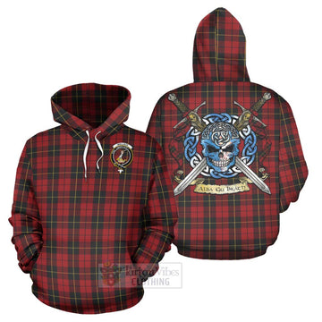 Wallace Tartan Hoodie with Family Crest Celtic Skull Style