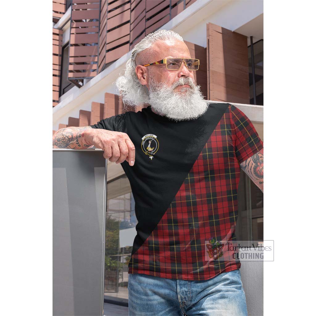 Tartan Vibes Clothing Wallace Tartan Cotton T-shirt with Family Crest and Military Logo Style