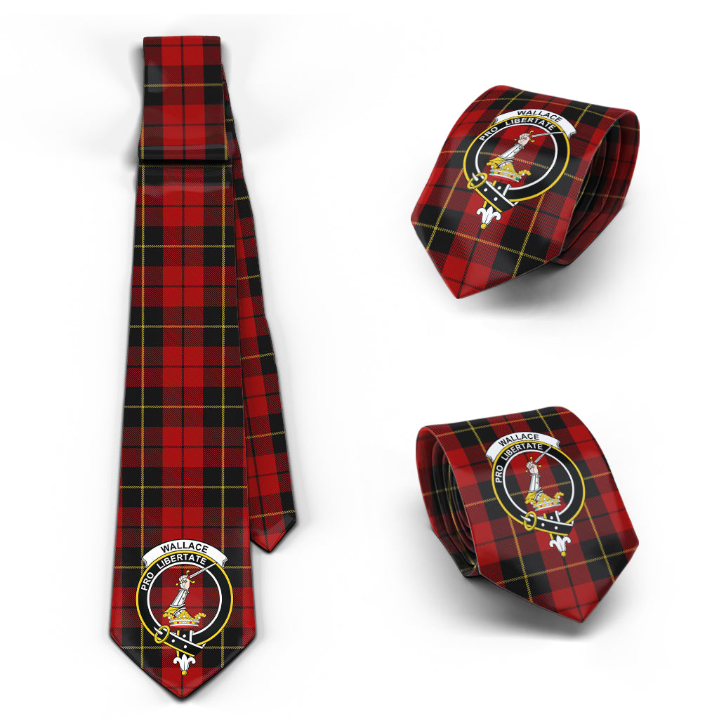 Wallace Tartan Classic Necktie with Family Crest Necktie One Size - Tartan Vibes Clothing