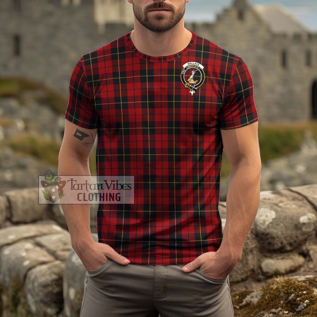 Tartan Vibes Clothing Wallace Tartan Cotton T-Shirt with Family Crest