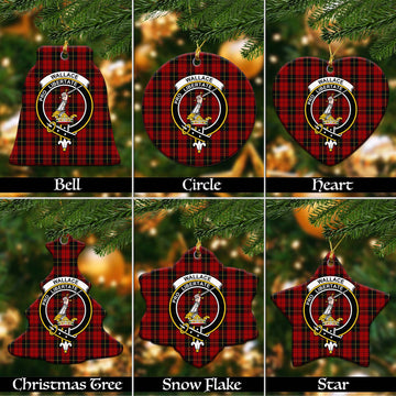 Wallace Tartan Christmas Ceramic Ornaments with Family Crest