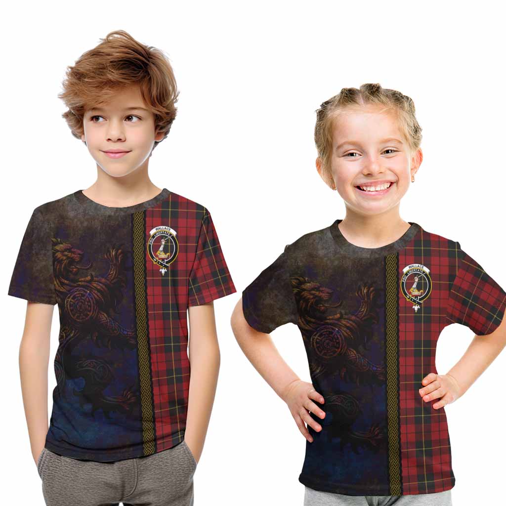 Wallace Tartan Family Crest Kid T-Shirt Alba Gu Brath Be Brave Lion Ancient Style Youth XL Size14 - Tartan Vibes Clothing