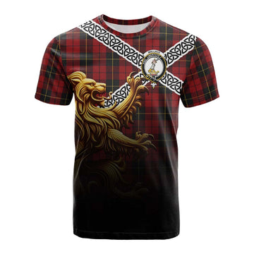 Wallace Crest Tartan Cotton T-shirt with Golden Lion Emblem Celtic Style Kid's Shirt - Tartan Vibes Clothing