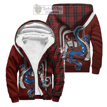 Wallace Tartan Sherpa Hoodie with Epic Bagpipe Style