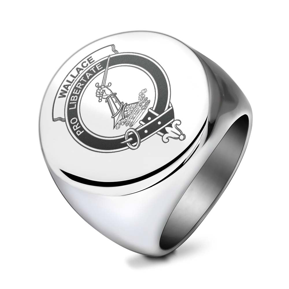 Tartan Vibes Clothing Wallace Clan Crest Engraved Ring