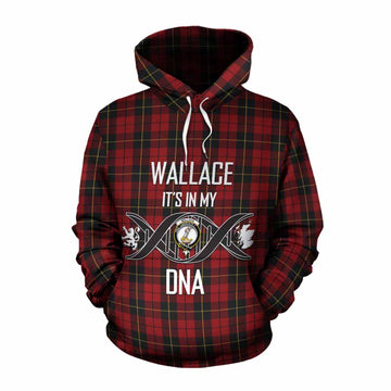 Wallace Tartan Cotton Hoodie with Family Crest DNA In Me Style