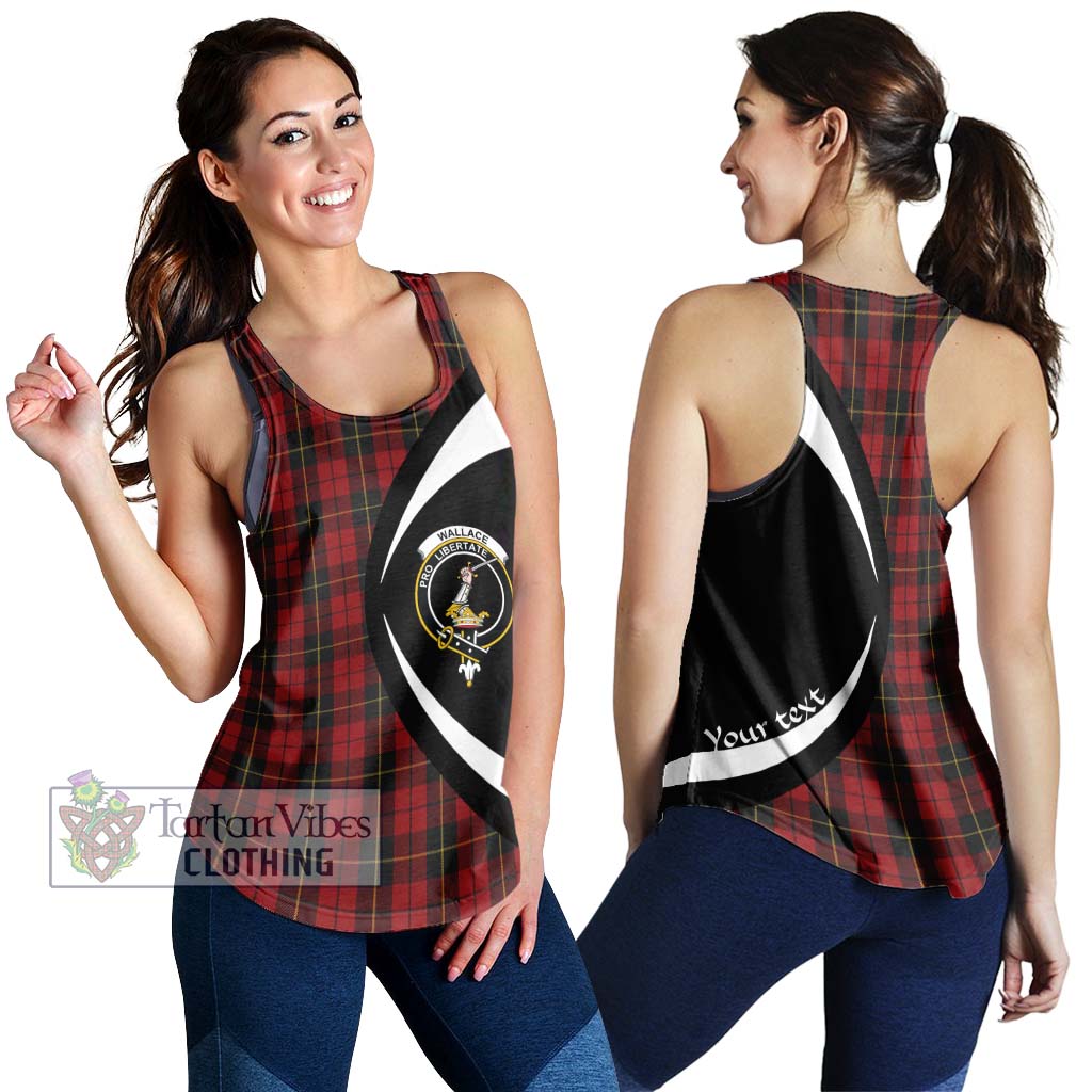 Wallace Tartan Women's Racerback Tanks with Family Crest Circle Style 4XL - Tartan Vibes Clothing