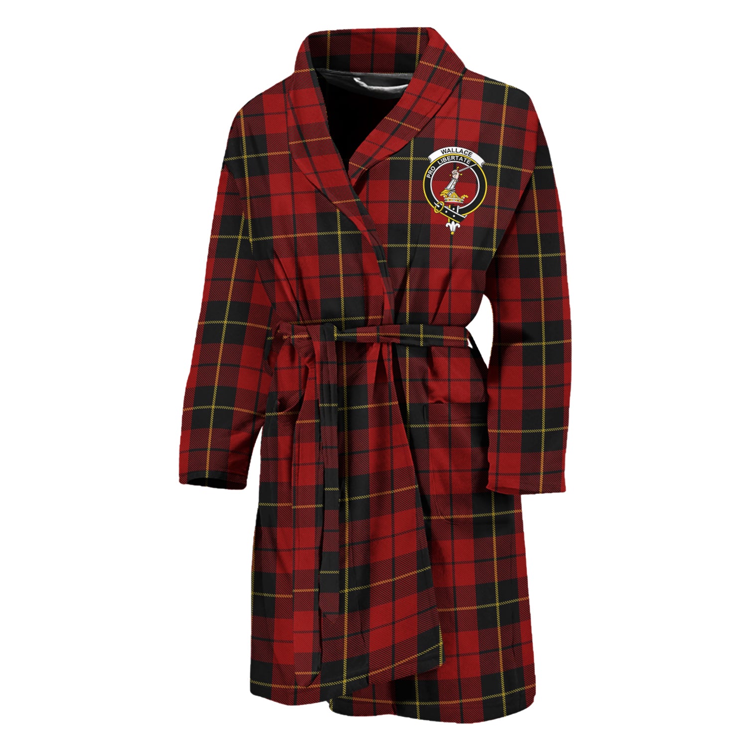 Wallace Tartan Bathrobe with Family Crest Unisex M - Tartan Vibes Clothing