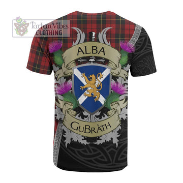 Wallace Tartan Family Crest Cotton T-shirt Lion Rampant Royal Thistle Shield Celtic Inspired