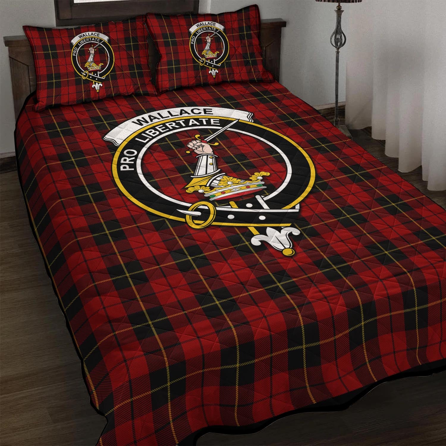 Wallace Tartan Quilt Bed Set with Family Crest - Tartan Vibes Clothing