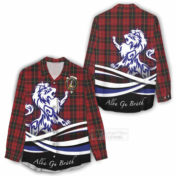 Wallace Tartan Women's Casual Shirt with Alba Gu Brath Regal Lion Emblem