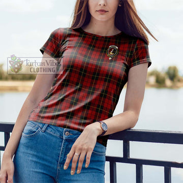 Wallace Tartan Cotton T-Shirt with Family Crest