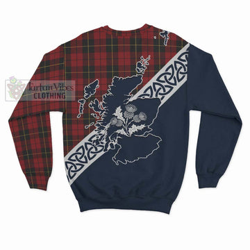 Wallace Tartan Sweatshirt Featuring Thistle and Scotland Map