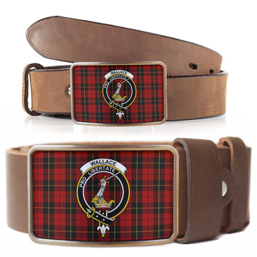 Wallace Tartan Belt Buckles with Family Crest