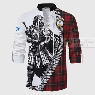 Wallace Tartan Clan Crest Ghillie Kilt Shirt with Highlander Warrior Celtic Style