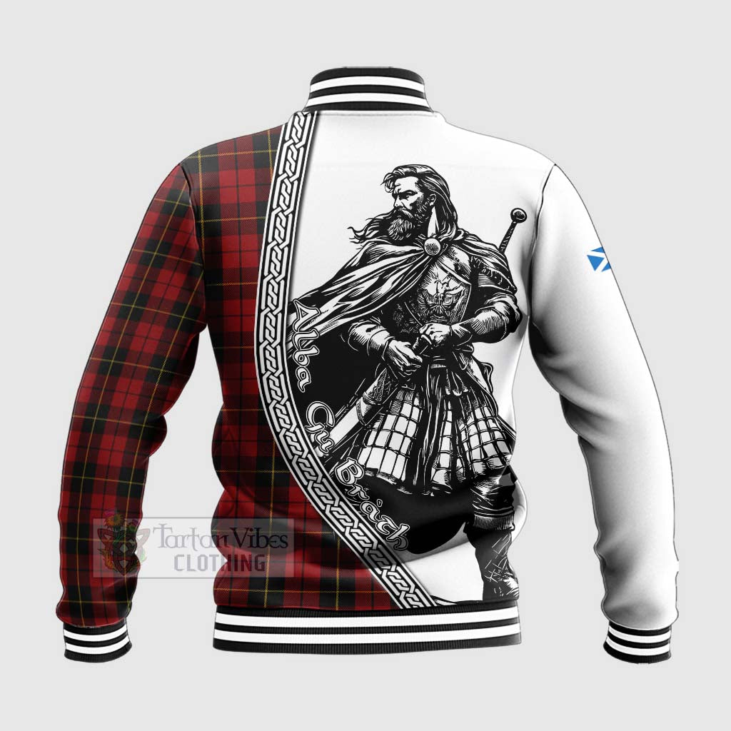 Tartan Vibes Clothing Wallace Tartan Clan Crest Baseball Jacket with Highlander Warrior Celtic Style